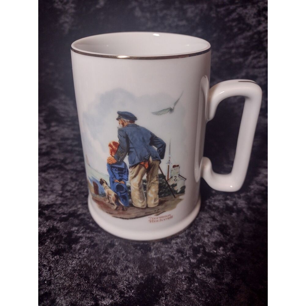 Vintage Norman Rockwell Museum Looking Out To Sea‎ Coffee Tea Cup Mug 1985 Japan